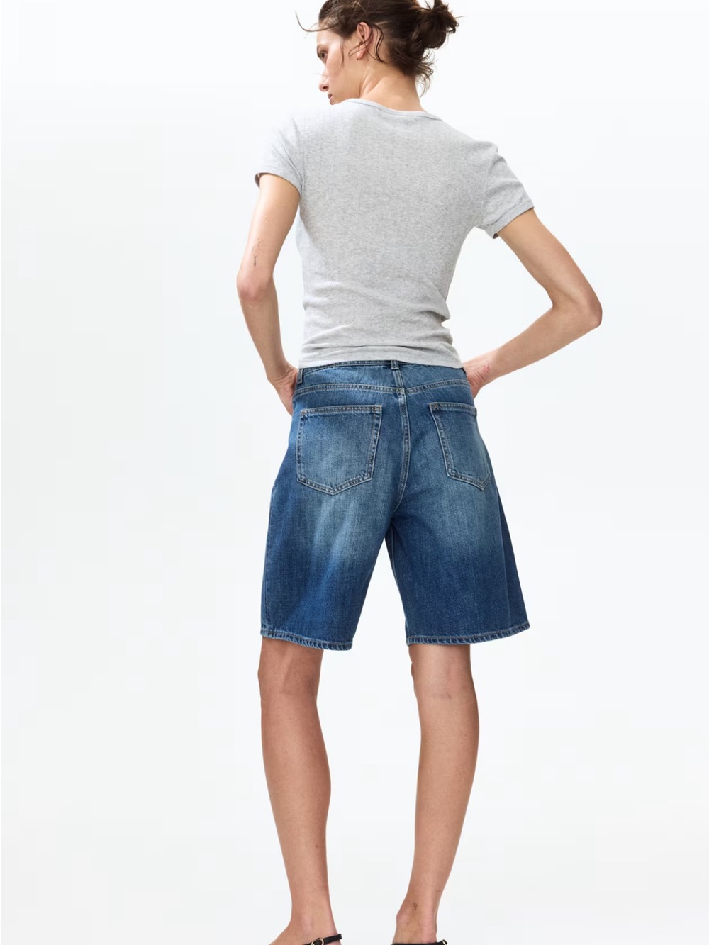 Women's Blue Denim Bermuda Shorts - Picture 2 of 4